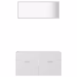 vidaXL Bathroom Furniture Set 2 Piece White Engineered Wood Laundry Room Rack - Additional view 4