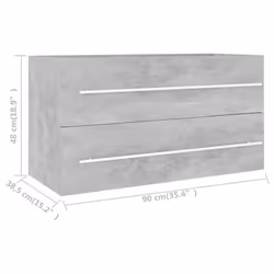 vidaXL Bathroom Furniture Set 2 Piece Concrete Grey Engineered Wood Furniture - Additional view 3