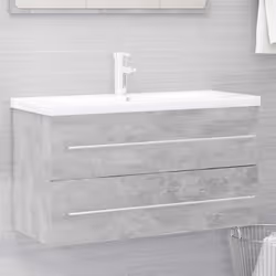 vidaXL Bathroom Furniture Set 2 Piece Concrete Grey Engineered Wood Furniture - Additional view 5