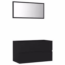 vidaXL Bathroom Furniture Set 2 Piece Black Engineered Wood Storage Cupboard