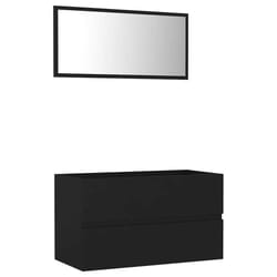vidaXL Bathroom Furniture Set 2 Piece Black Engineered Wood Storage Cupboard