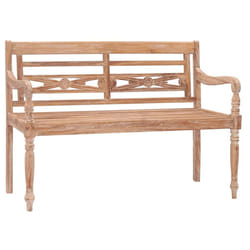 vidaXL Solid Teak Wood Batavia Bench 120 cm White Wash Outdoor Wooden Bench