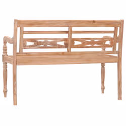 vidaXL Solid Teak Wood Batavia Bench 120 cm White Wash Outdoor Wooden Bench