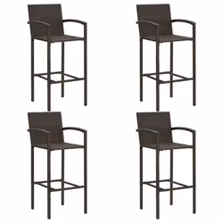 vidaXL Garden Bar Set 5 Piece Poly Rattan Brown Patio Outdoor Table and Chairs - Additional view 6