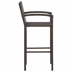 vidaXL Garden Bar Set 5 Piece Poly Rattan Brown Patio Outdoor Table and Chairs - Additional view 9