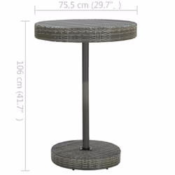 vidaXL Garden Bar 5 Piece Poly Rattan Grey Patio Outdoor Table and Chairs - Additional view 4