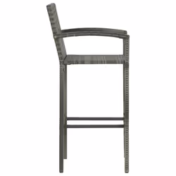 vidaXL Garden Bar 5 Piece Poly Rattan Grey Patio Outdoor Table and Chairs - Additional view 8