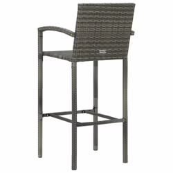 vidaXL Garden Bar 5 Piece Poly Rattan Grey Patio Outdoor Table and Chairs - Additional view 9