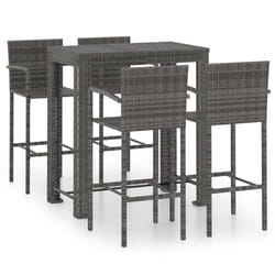 vidaXL Outdoor Bar Set 5 Piece with Armrest Poly Rattan Grey Garden Furniture