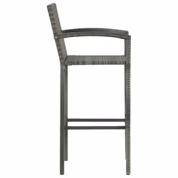 vidaXL Outdoor Bar Set 5 Piece with Armrest Poly Rattan Grey Garden Furniture