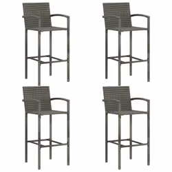vidaXL Outdoor Bar Set 5 Piece with Armrest Poly Rattan Grey Garden Furniture - Additional view 5