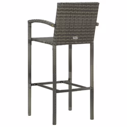 vidaXL Outdoor Bar Set 5 Piece with Armrest Poly Rattan Grey Garden Furniture - Additional view 7