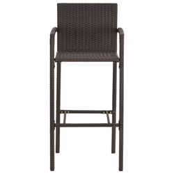 vidaXL Garden Bar Set 5 Piece Poly Rattan Brown Outdoor Furniture Table Chairs