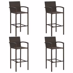 vidaXL Garden Bar Set 5 Piece Poly Rattan Brown Outdoor Furniture Table Chairs - Additional view 8