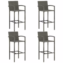 vidaXL Garden Bar Set 5 PiecePoly Rattan Grey Outdoor Furniture Table Chairs - Additional view 7