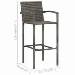 vidaXL Garden Bar Set 5 Piece Grey Outdoor Furniture Bistro Table and Chairs