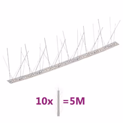 vidaXL 2/4/5-row Plastic Bird & Pigeon Spikes Set Pet Repellent Multi Sizes - 5 m/ 5 rows spikes