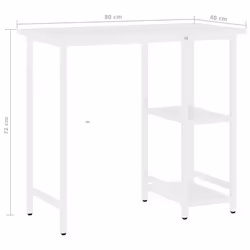 vidaXL Computer Desk White MDF and Metal Office Study Working Side Desk Table - Additional view 6
