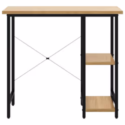 vidaXL Computer Desk Black and Light Oak MDF and Metal Study Side Desk Table - Additional view 2