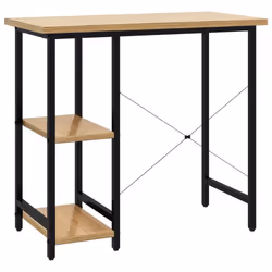 vidaXL Computer Desk Black and Light Oak MDF and Metal Study Side Desk Table - Additional view 4
