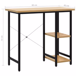 vidaXL Computer Desk Black and Light Oak MDF and Metal Study Side Desk Table - Additional view 6