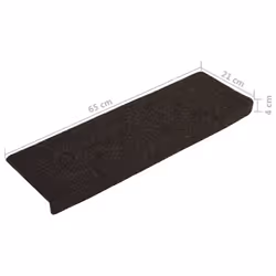 vidaXL Stair Mats Carpet Rug Stair Protector 15 pcs Needle Punch Dark Brown - Additional view 3