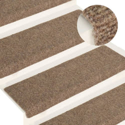 vidaXL Stair Mats Carpet Stair Tread Stair Step Rug 15 pcs Needle Punch Cream