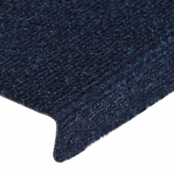 vidaXL Stair Mats Carpet Stair Tread Stair Step Rug 15 pcs Needle Punch Blue - Additional view 4