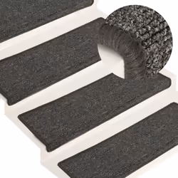 vidaXL Carpet Stair Treads Stair Mat Stair Step Rug 15 pcs Grey and Black