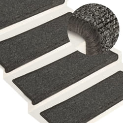 vidaXL Carpet Stair Treads Stair Mat Stair Step Rug 15 pcs Grey and Black