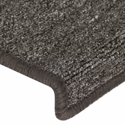 vidaXL Carpet Stair Treads Stair Mat Stair Step Rug 15 pcs Grey and Black - Additional view 4