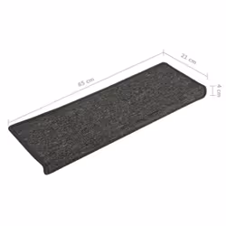vidaXL Carpet Stair Treads Stair Mat Stair Step Rug 15 pcs Grey and Black - Additional view 5