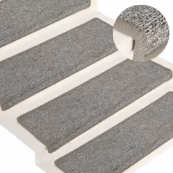 vidaXL Carpet Stair Treads Stair Mat Stair Step Rug 15 pcs White and Grey