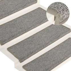 vidaXL Carpet Stair Treads Stair Mat Stair Step Rug 15 pcs White and Grey