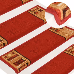 vidaXL Stair Mats Carpet Stair Tread Stair Step Rug Self-adhesive 15 pcs Red