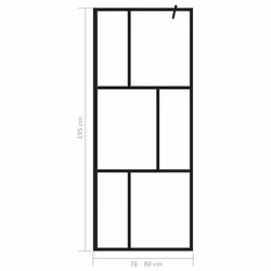 vidaXL Walk-in Shower Wall with Tempered Glass Black 80x195 cm Bath Screen - Additional view 6