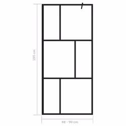vidaXL Walk-in Shower Wall with Tempered Glass Black 90x195 cm Bath Screen - Additional view 6