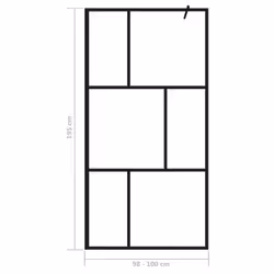 vidaXL Walk-in Shower Wall with Tempered Glass Black 100x195 cm Bath Screen - Additional view 6