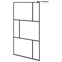 vidaXL Walk-in Shower Wall with Tempered Glass Black 115x195 cm Bath Screen