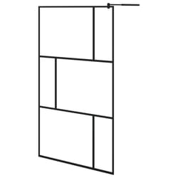 vidaXL Walk-in Shower Wall with Tempered Glass Black 115x195 cm Bath Screen