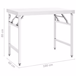 vidaXL Kitchen Folding Work Table 100x60x80 cm Stainless Steel Catering Bench - Additional view 6