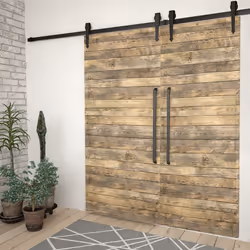 Â vidaXL 2x Sliding Door Hardware Kits Steel Black Hanger Rail Barn Track Frame - Additional view 2