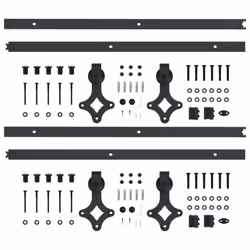 Â vidaXL 2x Sliding Door Hardware Kits Steel Black Hanger Rail Frame Barn Track - Additional view 3
