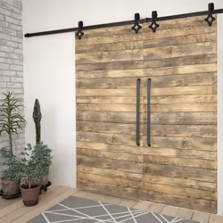 Â vidaXL 2x Sliding Door Hardware Kits Steel Black Barn Track Hanger Rail Frame - Additional view 2