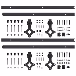 Â vidaXL 2x Sliding Door Hardware Kits Steel Black Barn Track Hanger Rail Frame - Additional view 3