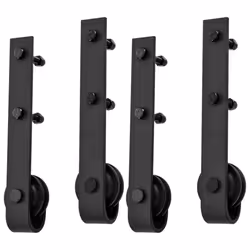 Â vidaXL 2x Sliding Door Hardware Kits Steel Black Rail Frame Barn Track Hanger