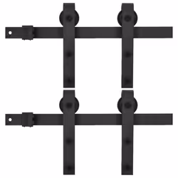 Â vidaXL 2x Sliding Door Hardware Kits Steel Black Hanger Barn Track Rail Frame - Additional view 3
