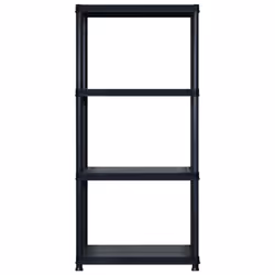 vidaXL Storage Shelf 4-Tier Black Plastic Storage Organiser Display Rack Home - Additional view 4