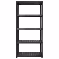 vidaXL Storage Shelf 5-Tier Black Plastic Display Rack Storage Organiser Home