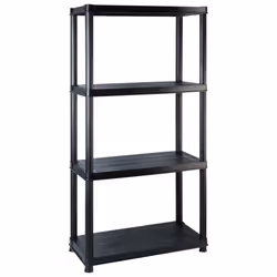 vidaXL Storage Shelf 4-Tier Black Plastic Display Rack Storage Organiser Home
